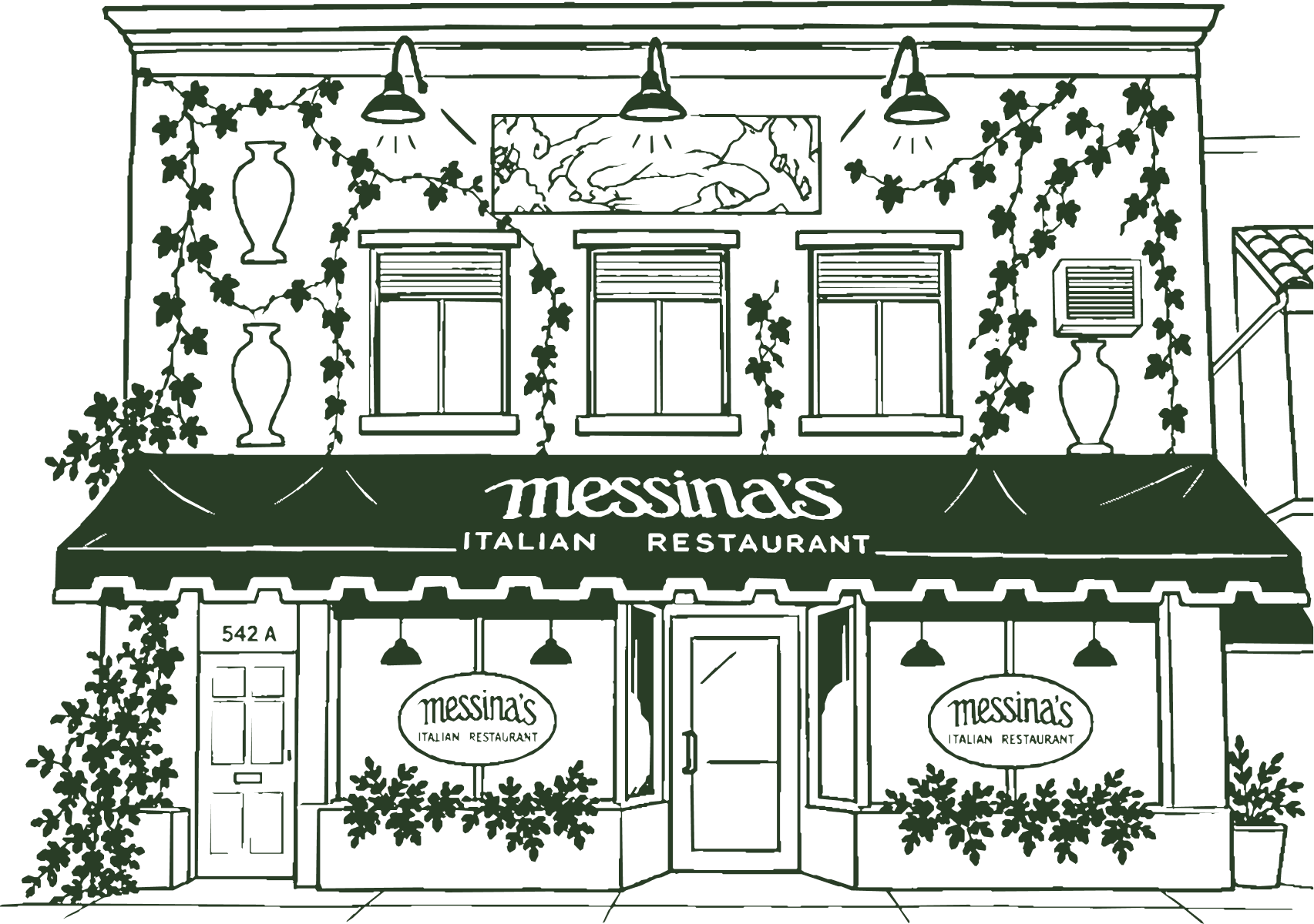 Ilustración de la fachada de Messina's Italian Restaurant